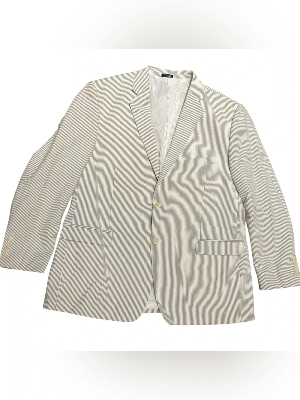 Saddlebred Men's 48R Gray Seersucker Blazer - Classic Striped Summer Suit Jacket